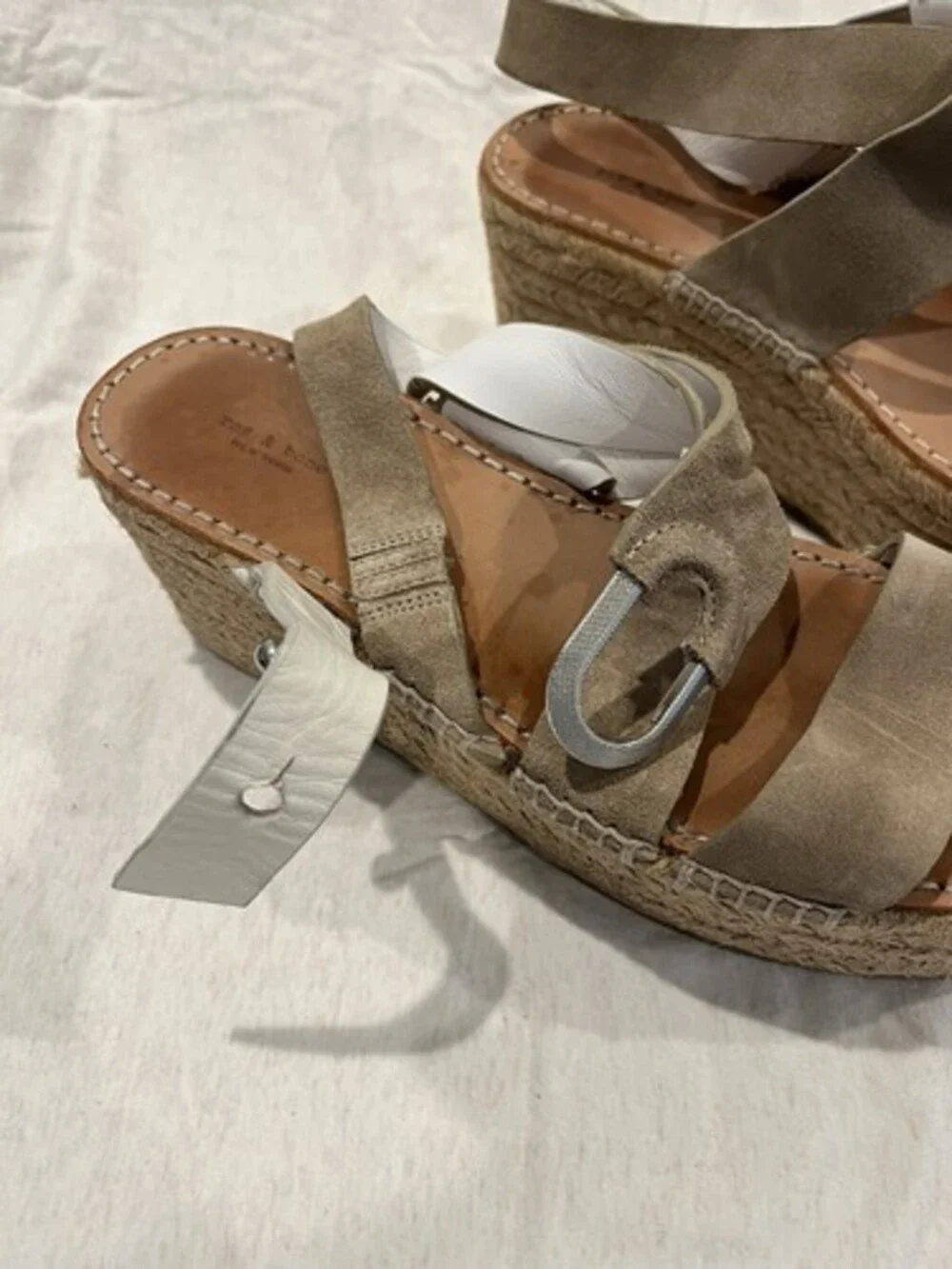 rag & bone Taupe Suede Leather August Espadrille Sandals Womens 38.5